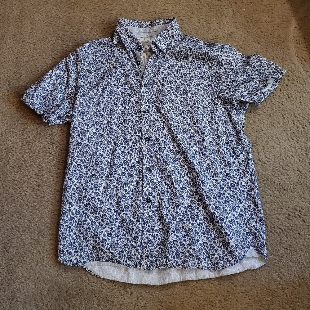 Floral Blue Button Up